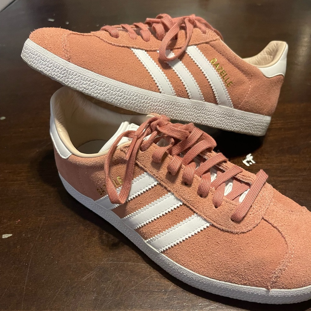 Adidas Pink and White Gazelle Sneakers
